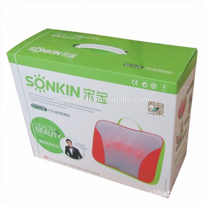 10kg carrying cardboard corrugated flute packaging box with plastic handle wholesale