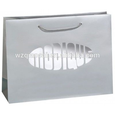 High Quality luxury Fancy Customized Printed logo Paper Shopping Bag With red foil stamping Logo