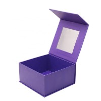 Elegant Purple hair bundle cardboard magnet packaging box with window Factory